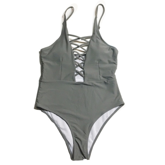 cupshe lace up one piece
